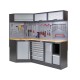Komplette Werkstatteinrichtung, Werkbank + Eckverbindung und Hartholzplatte bestückt mit Werkzeug - Werkstatt Set 223 x 200 cm.