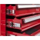 Werkstattwagen Rot 7 Schubladen - davon 5 Schubladen gefüllt mit Werkzeug in Schaumstoffeinlage