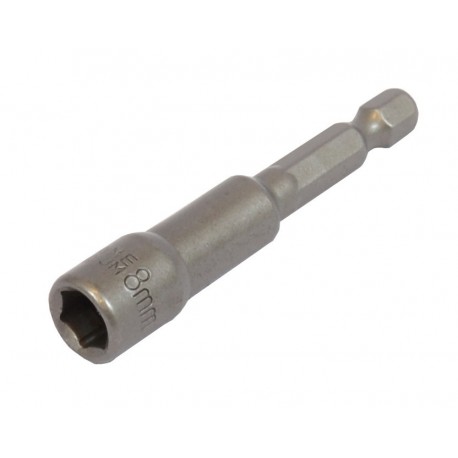 Bit Adapter Stecknuss 1/4" Sechskant - 8 mm Schlüsselweite. Länge 65 mm - Nuss Adapter magnetisch für Akkuschrauber