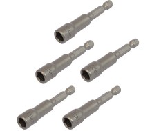 Bit Adapter Stecknuss 1/4" Sechskant Set 5 Stk. - 8 mm Schlüsselweite. Länge 65 mm - Nuss Adapter magnetisch für Akkuschrauber