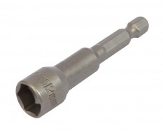 Bit Adapter Stecknuss 1/4" Sechskant - 12 mm Schlüsselweite. Länge 65 mm - Nuss Adapter magnetisch für Akkuschrauber