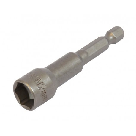 Bit Adapter Stecknuss 1/4" Sechskant - 12 mm Schlüsselweite. Länge 65 mm - Nuss Adapter magnetisch für Akkuschrauber