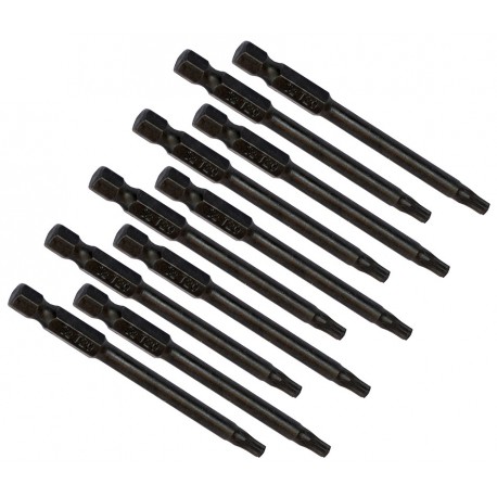 Magnetisches Torx Bit T 20 Set -10 Stk. - aus gehärtetem Werkzeugstahl - 1/4" - Länge 75 mm