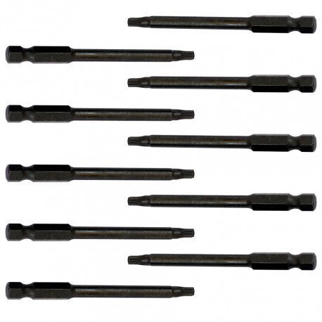 Magnetisches Torx Bit T 25 Set -10 Stk. - aus gehärtetem Werkzeugstahl - 1/4" - Länge 75 mm