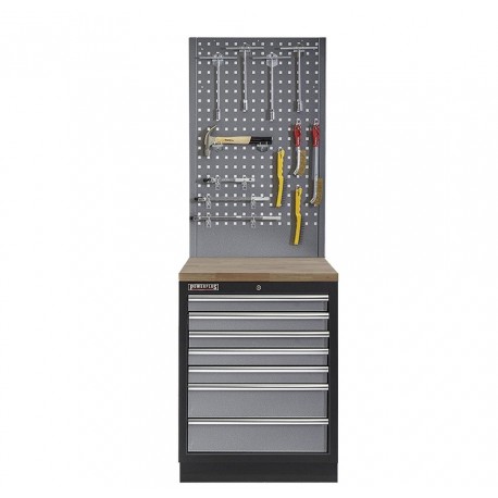 Werkbank aus Metall mit 7 Schubladen, Hartholzplatte und Werkzeuglochwand 68 x 46 x 200 cm