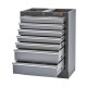 Werkbank aus Metall mit 7 Schubladen, Metallarbeitsplatte + Werkzeuglochwand und Hängeschrank 68 x 46 x 200 cm