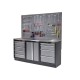 Werkstatt Set mit Metallarbeitsplatte, Werkzeugschrank - Lochwand - 9 Schubladen - Werkstatteinrichtung - 204 x 46 x 94,6 cm