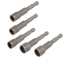 Bit Adapter Stecknuss 1/4" Sechskant Set 5 Stk. - 8, 10, 11, 12 und 13 mm Schlüsselweite. Länge 65 mm - Nuss Adapter