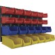Set Metallwandhalterung mit 24 Kunststoff Lagerboxen - Wand Ablagesystem