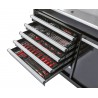 Werkstattwagen bestückt schwarz 7 Schubladen + Schublade mit Sichtlagerkästen 111 x 48 x 101 cm