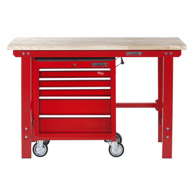Werkbank 150 cm + Werkstattwagen ( Rot ) 5 Schubladen Powerplustools GmbH Werkbank 150 cm + Werkstattwagen ( Rot ) 5 Schubladen Powerplustools GmbH
