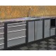 Werkzeugschrank aus Metall mit 2 Türen und Waschbecken aus Edelstahl 68 x 46 x 95 cm