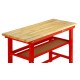 Werkbank 150 cm Stahl ( Rot ) Hartholz + Lochwand