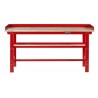 Werkbank 200 cm - Stahl ( Rot ) Hartholz - Kap. 1000 kg. + 7 cm. Rand