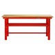 Werkbank 200 cm - Stahl ( Rot ) Hartholz - Kap. 1000 kg. + 7 cm. Rand