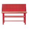 Werkbank 200 cm + Lochwand - Stahl ( Rot ) Hartholz - Kap. 1000 kg.
