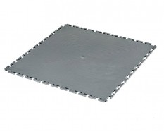 PVC Klick Fliesen grau 500 x 500 x 6 mm. Bodenfliesen für den industriellen Einsatz - Hammerschlag mit Anti-Rutsch-Profil