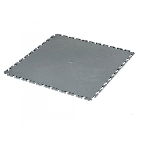 PVC Klickfliesen grau 500 x 500 x 6 mm. Bodenfliesen für den industriellen Einsatz - Hammerschlag mit Anti-Rutsch-Profil