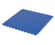 PVC Klick Fliesen blau 500 x 500 x 7 mm. Industrieller Werkstattboden mit runden Noppen