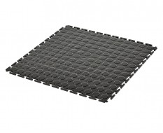PVC Klick Fliesen schwarz 500 x 500 x 7 mm. Industrieller Werkstattboden mit runden Noppen