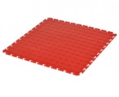 PVC Klick Fliesen rot 500 x 500 x 7 mm. Industrieller Werkstattboden mit runden Noppen