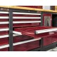 Komplette Werkstatteinrichtung Heavy duty rot, Werkbank mit Metallarbeitsplatte, 12 Schubladen, 379,5 x 200 cm