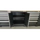 Komplette Werkstatteinrichtung Heavy duty mattschwarz, Werkbank mit Multiplexplatte, 12 Schubladen, 379,5 x 200 cm