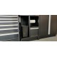 Komplette Werkstatteinrichtung Heavy duty mattschwarz, Werkbank mit Multiplexplatte, 12 Schubladen, 379,5 x 200 cm