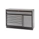 Werkzeugschrank / Werkbank aus Metall mit 7 Schubladen und einer Scharniertür mit Metallbeschichtete Holzplatte 136 x 46 x 91 cm