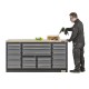 Profi Werkbank - Montagetisch 183 x 70 x 95 cm mit 17 Schubladen und Hartholzplatte