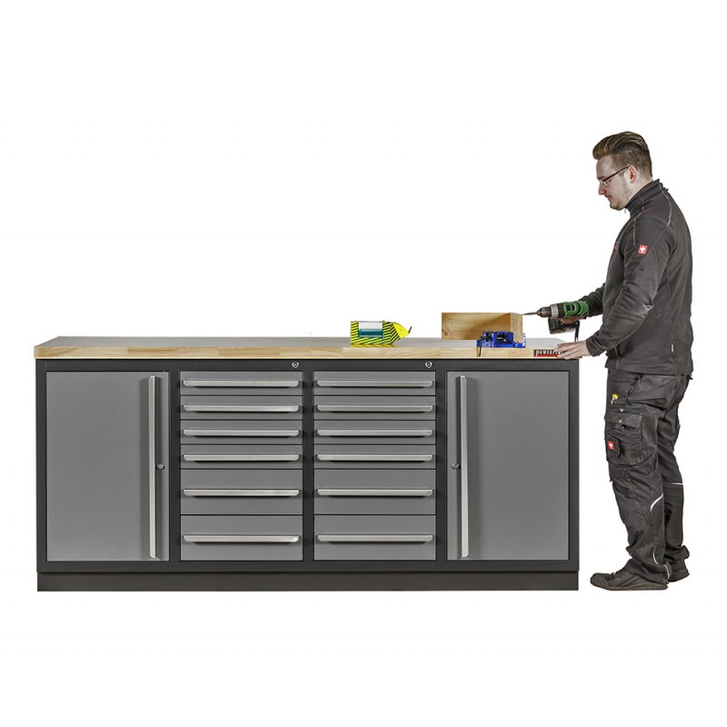 Profi Werkbank Holzplatte 12 Schubladen online kaufen. Powerplustools