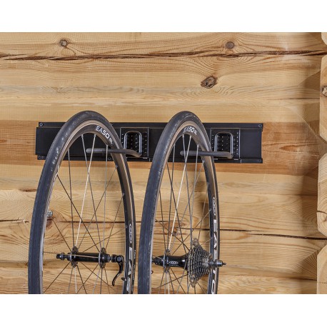 Gerätehalterschiene 60 cm mit zwei Fahrradaufbewahrungs Haken - Wandhalterung vertikal für Fahrrad