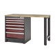 Heavy Duty Werkbank mit Hartholzarbeitsplatte und Schubladenblock rot - 144 x 60 x 94 cm