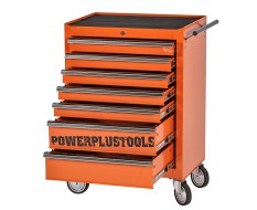 Werkstattwagen Orange 7 Schubladen - davon 5 Schubladen gefüllt mit Werkzeug in Schaumstoffeinlage