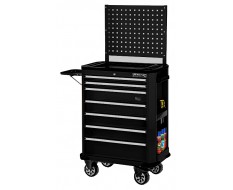 Werkstattwagen-set De-Luxe 7 Schubladen schwarz mit Lochwand