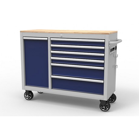 Werkzeugwagen - Mobile Werkbank mit 7 Schubladen und Werkzeugschrank ABM.117 x 46 x 94 cm. N.W. 86,9 kg.