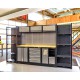 Komplette Werkstatteinrichtung mit Hartholzplatte, Werkstatt Set mit Lagerregalen 342 x 46 x 200 cm - 5 Schubladen