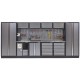 Komplette Werkstatteinrichtung mit Metallarbeitsplatte, Werkstatt Set 455 x 46 x 200 cm - 19 Schubladen