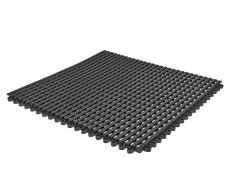 Anti-Rutsch-Klickfliese aus Kunststoff 400 x 400 x 12 mm - PVC Werkstatt Fliesen - Anti-Ermüdungsmatte, Farbe Schwarz