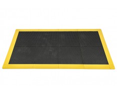 Anti-Rutsch-Klickfliesen - PVC Werkstattmatte - Anti-Ermüdungsmatte, Farbe schwarz/gelb, Maße 176 x 96 x 1,2 cm.