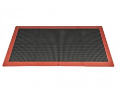 Anti-Rutsch-Klickfliesen - PVC Werkstattmatte - Anti-Ermüdungsmatte, Farbe schwarz/rot, Maße 176 x 96 x 1,2 cm.