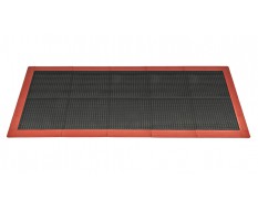 Anti-Rutsch-Klickfliesen - PVC Werkstattmatte - Anti-Ermüdungsmatte, Farbe schwarz/rot, Maße 216 x 96 x 1,2 cm.
