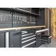Komplette Werkstatteinrichtung Heavy duty mattschwarz, Werkbank mit Hartholzplatte, 6 Schubladen, 379,5 x 200 cm
