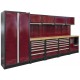 Komplette Werkstatteinrichtung Heavy duty rot, Werkbank mit Metallarbeitsplatte, 12 Schubladen, 379,5 x 200 cm