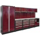 Komplette Werkstatteinrichtung Heavy duty rot, Werkbank mit Metallarbeitsplatte, 12 Schubladen, 379,5 x 200 cm