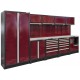 Komplette Werkstatteinrichtung Heavy duty rot, Werkbank mit Hartholzplatte, 12 Schubladen, 379,5 x 200 cm