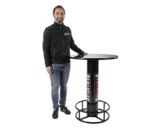 Stabiler Stehtisch 60 x 80 x 105 cm.  - Bar Tisch mit Fußstütze und Powerplustools-Logo.