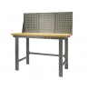 Werkbank 150 cm in grau mit Werkzeuglochwand in Grau