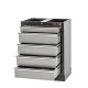Werkstatt Set mit Metallarbeitsplatte,  Lochwand Mattschwarz, 3 x Hängeschrank - 9 Schubladen - 264 x 46 x 94,6 cm
