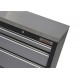 Werkstatt Set mit Metallarbeitsplatte,  Lochwand Mattschwarz, 3 x Hängeschrank - 9 Schubladen - 264 x 46 x 94,6 cm